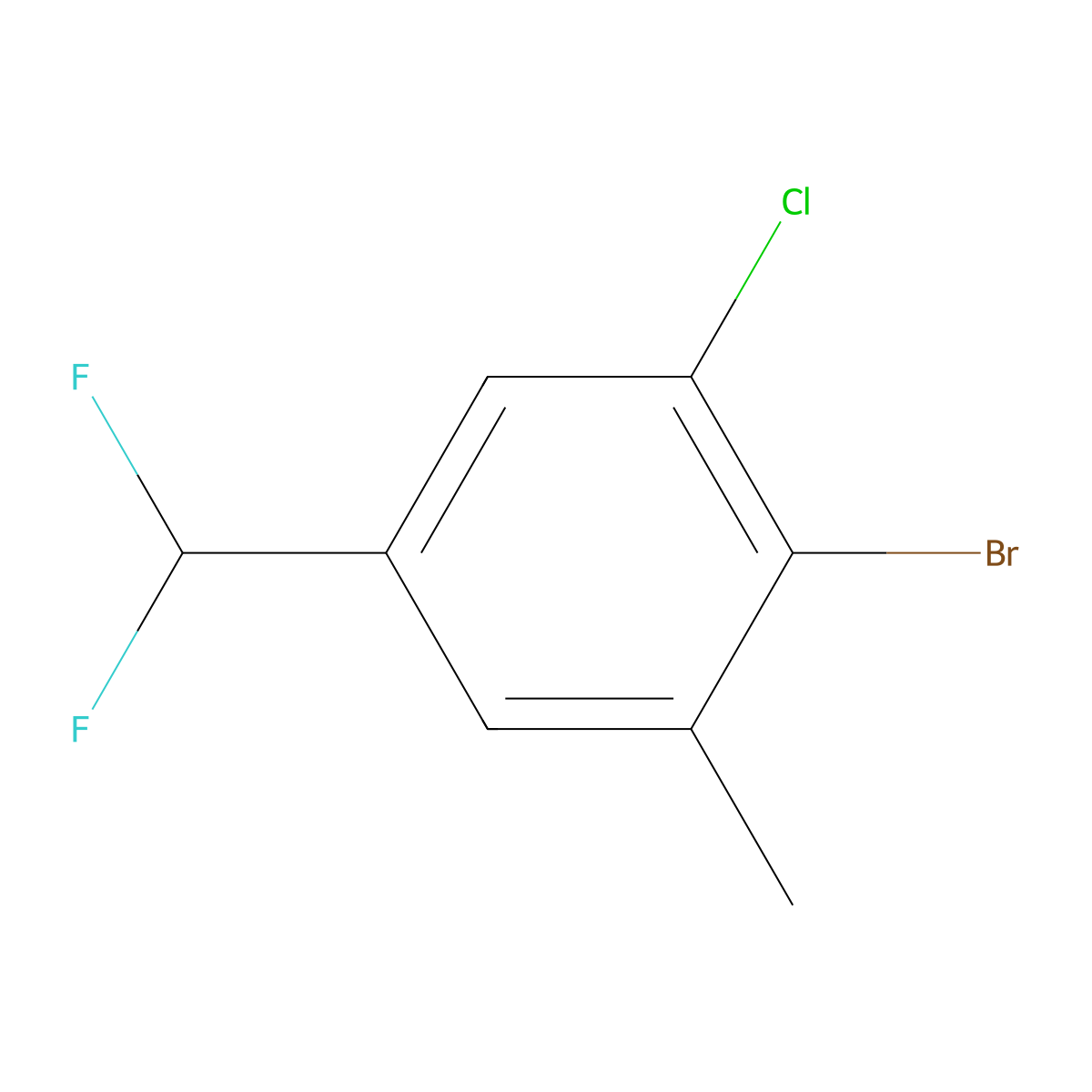 2-Bromo-1-chloro-5-(difluoromethyl)-3-methylbenzene molecular structure, CAS 2168397-76-8