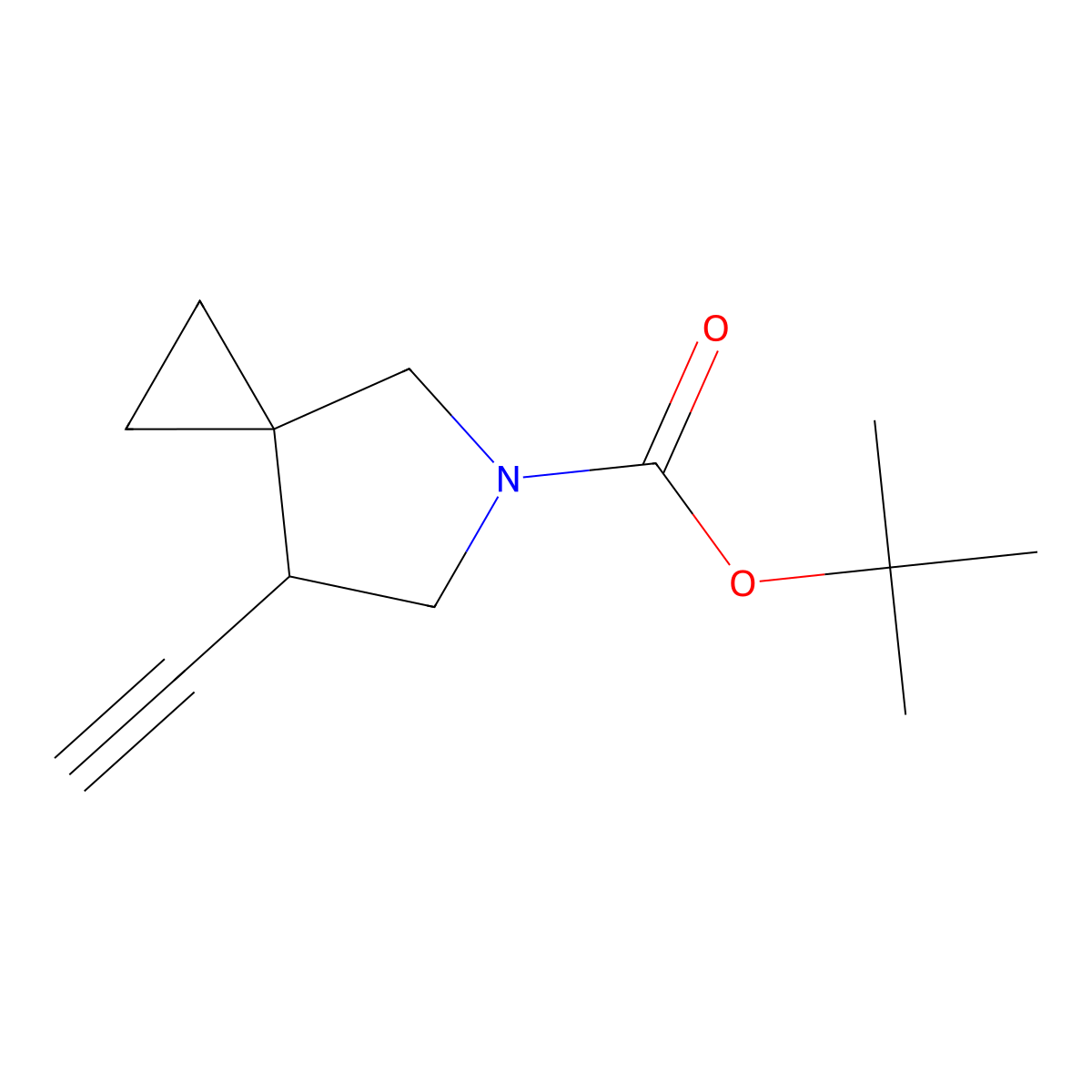 tert-Butyl 7-ethynyl-5-azaspiro[2.4]heptane-5-carboxylate molecular structure, CAS 2168403-78-7