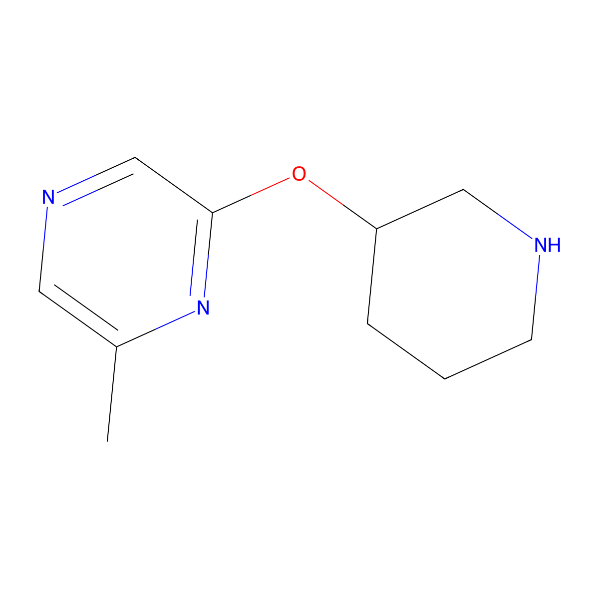 2-Methyl-6-(piperidin-3-yloxy)pyrazine molecular structure, CAS 2168404-55-3
