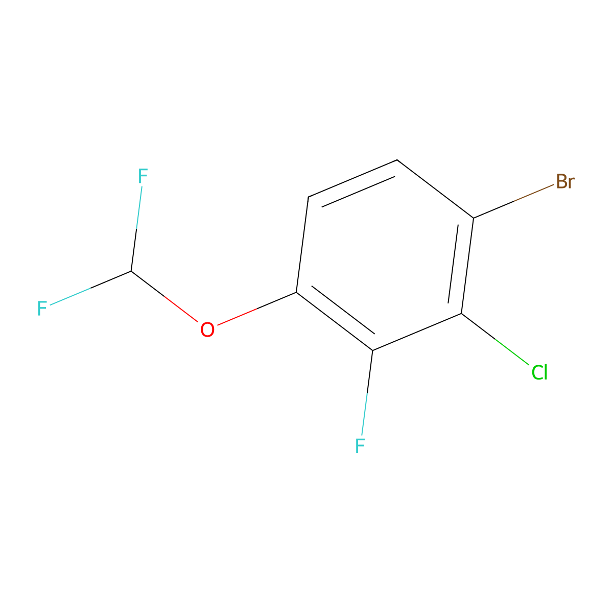 1-Bromo-2-chloro-4-(difluoromethoxy)-3-fluorobenzene molecular structure, CAS 2168407-80-3