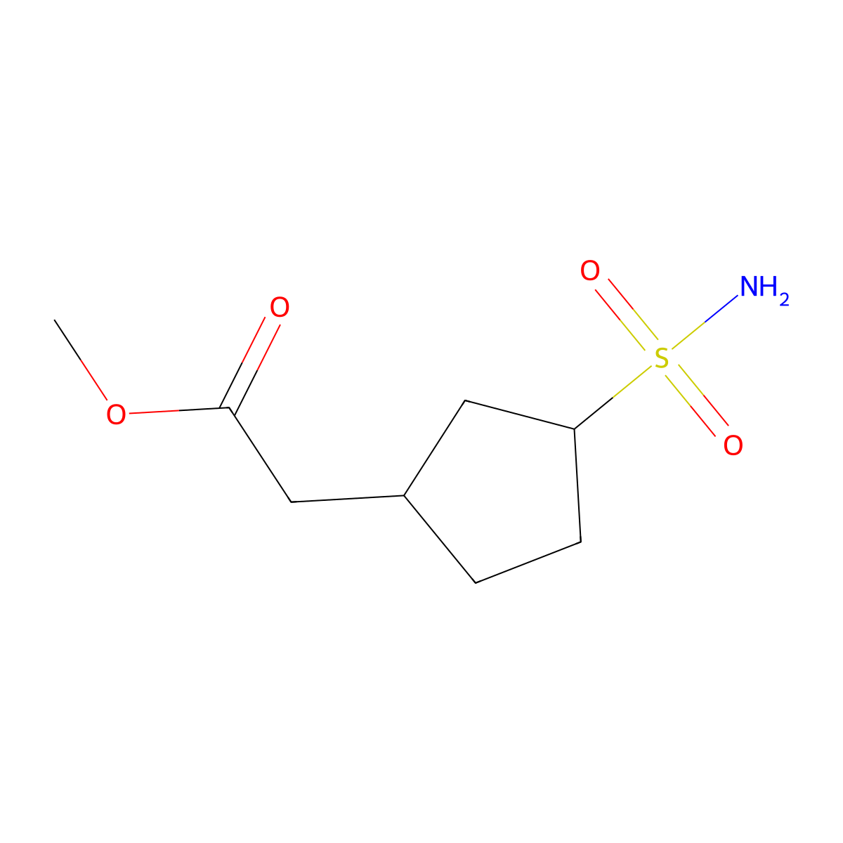 Methyl 2-(3-sulfamoylcyclopentyl)acetate molecular structure, CAS 2168409-87-6