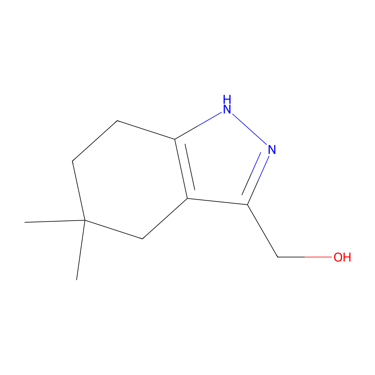 (5,5-dimethyl-4,5,6,7-tetrahydro-1H-indazol-3-yl)methanol molecular structure, CAS 2168411-54-7
