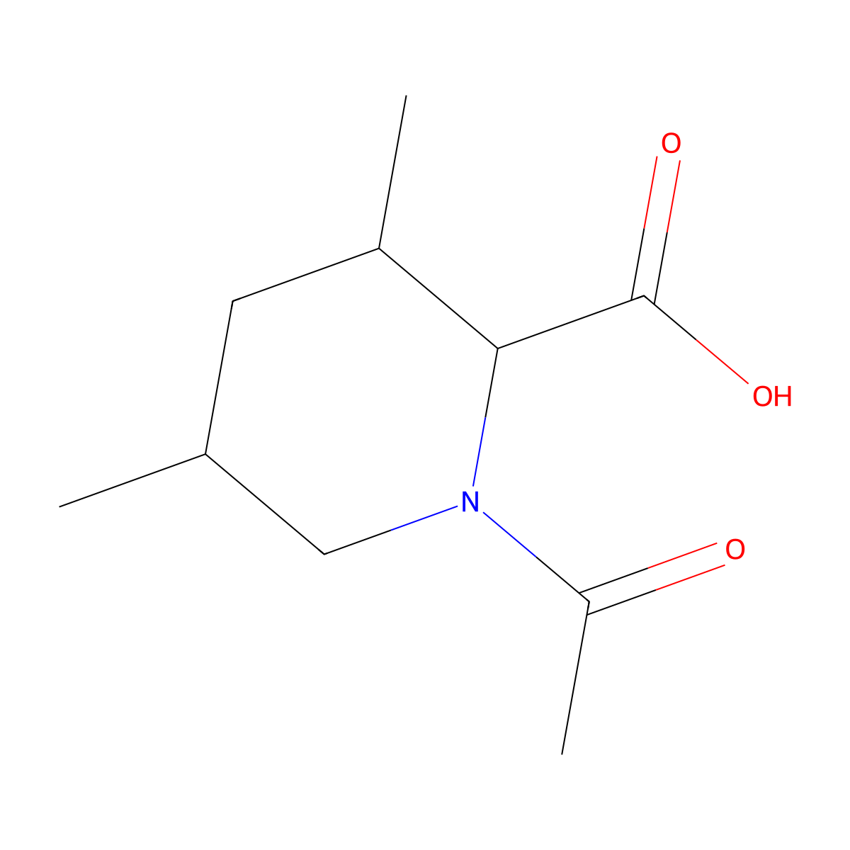 1-Acetyl-3,5-dimethylpiperidine-2-carboxylic acid molecular structure, CAS 2168411-96-7
