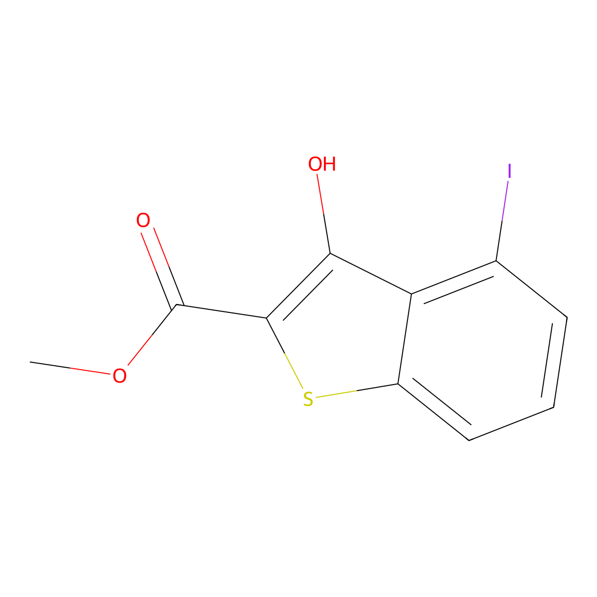 Methyl 3-hydroxy-4-iodobenzo[b]thiophene-2-carboxylate molecular structure, CAS 2168415-23-2