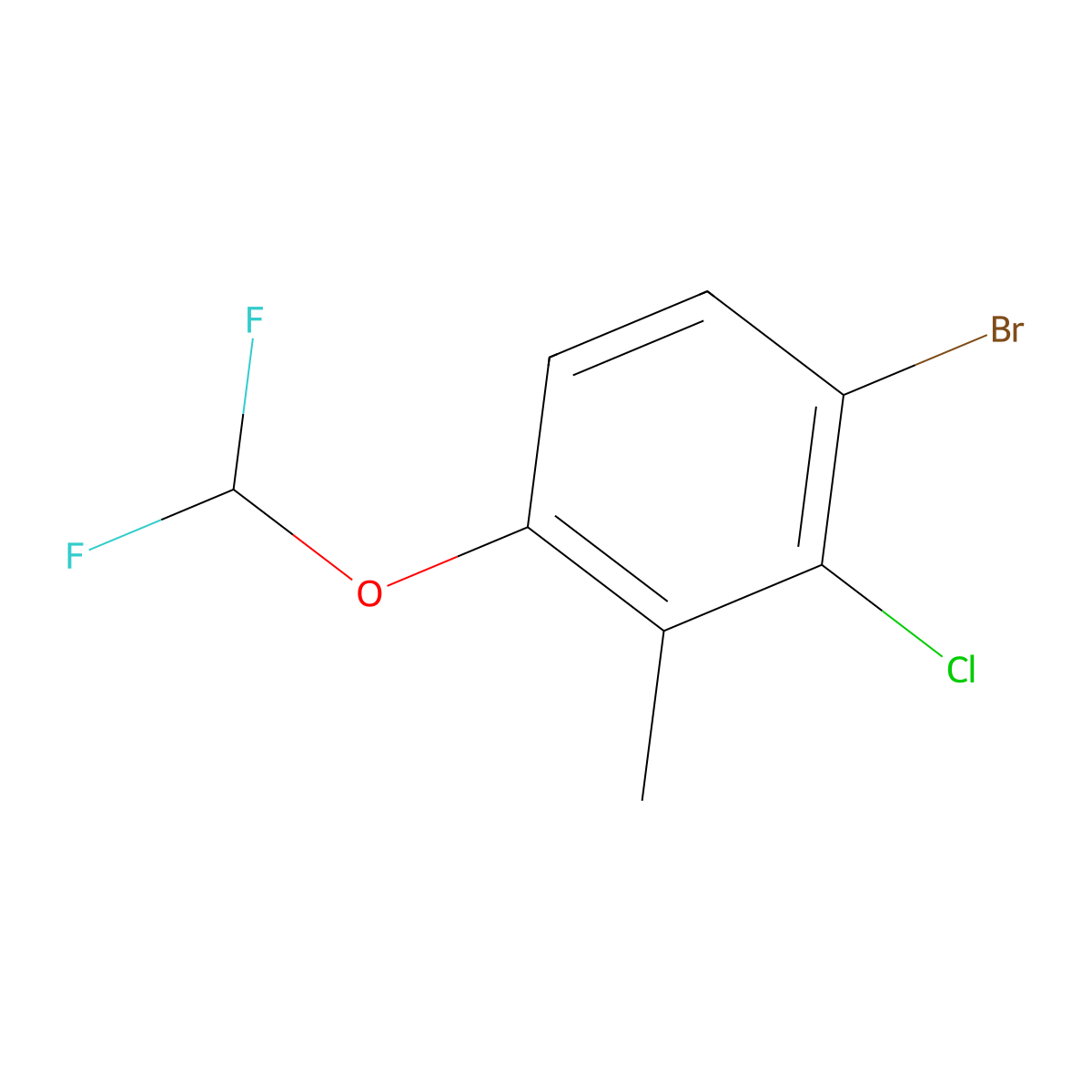 1-Bromo-2-chloro-4-(difluoromethoxy)-3-methylbenZene molecular structure, CAS 2168415-84-5