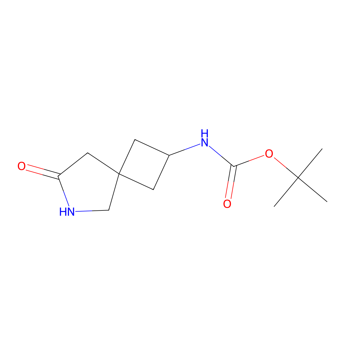 tert-butyl N-{7-oxo-6-azaspiro[3.4]octan-2-yl}carbamate molecular structure, CAS 2168418-55-9