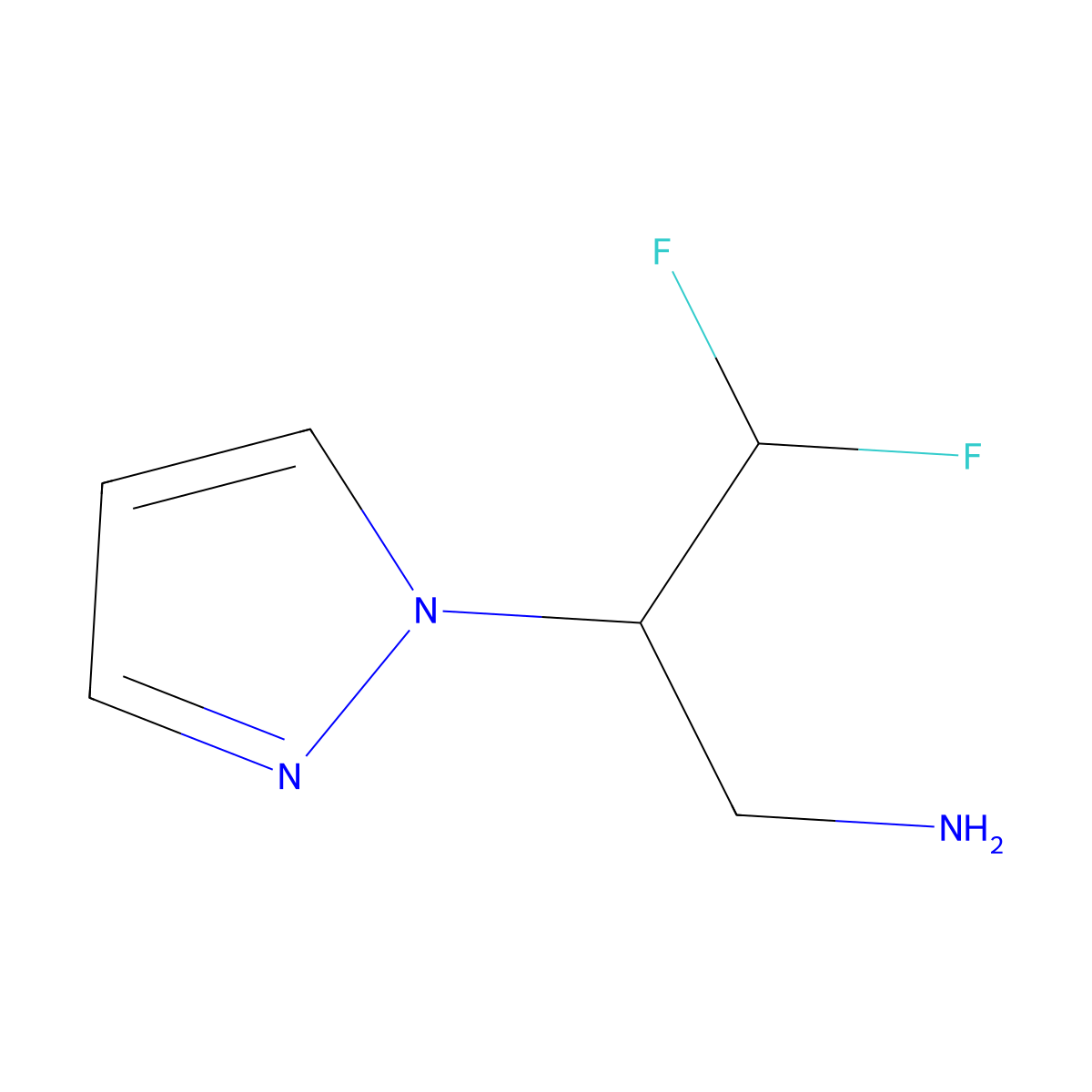 3,3-difluoro-2-(1H-pyrazol-1-yl)propan-1-amine molecular structure, CAS 2168421-49-4