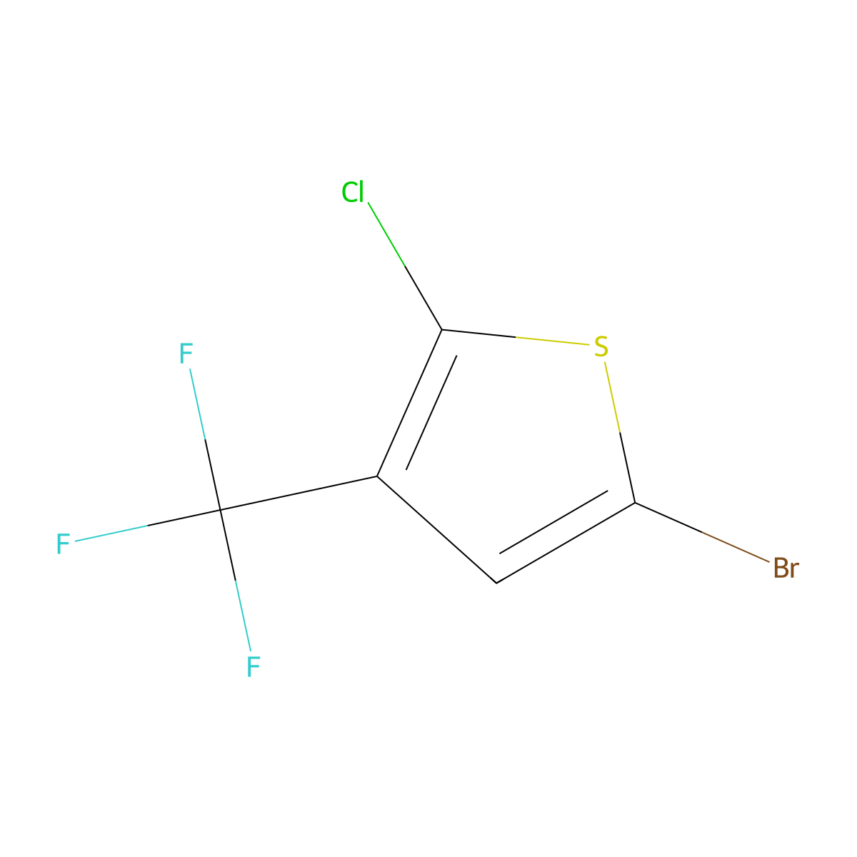 5-Bromo-2-chloro-3-(trifluoromethyl)thiophene molecular structure, CAS 2168435-62-7