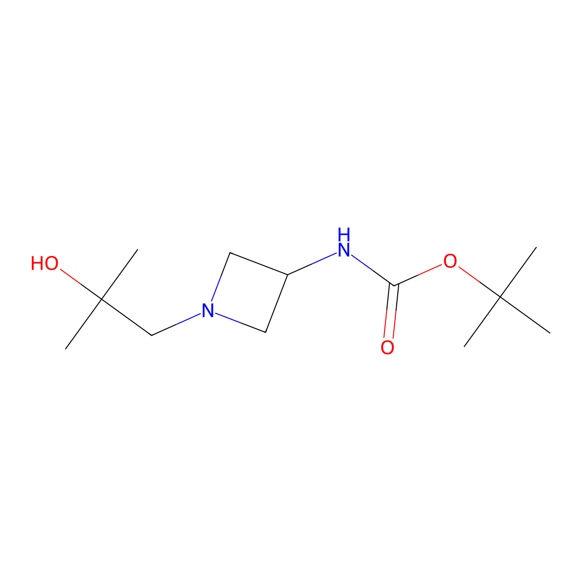 tert-butyl N-[1-(2-hydroxy-2-methylpropyl)azetidin-3-yl]carbamate molecular structure, CAS 2168441-98-1