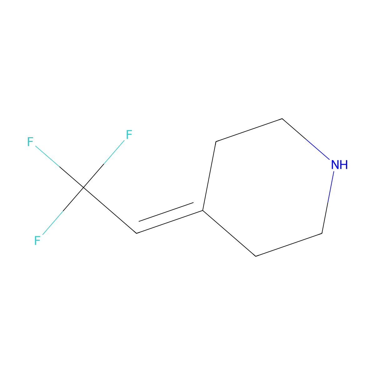 4-(2,2,2-Trifluoroethylidene)piperidine molecular structure, CAS 2168443-40-9