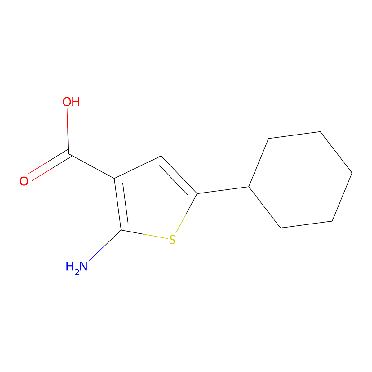 2-Amino-5-cyclohexylthiophene-3-carboxylic acid molecular structure, CAS 2168443-94-3