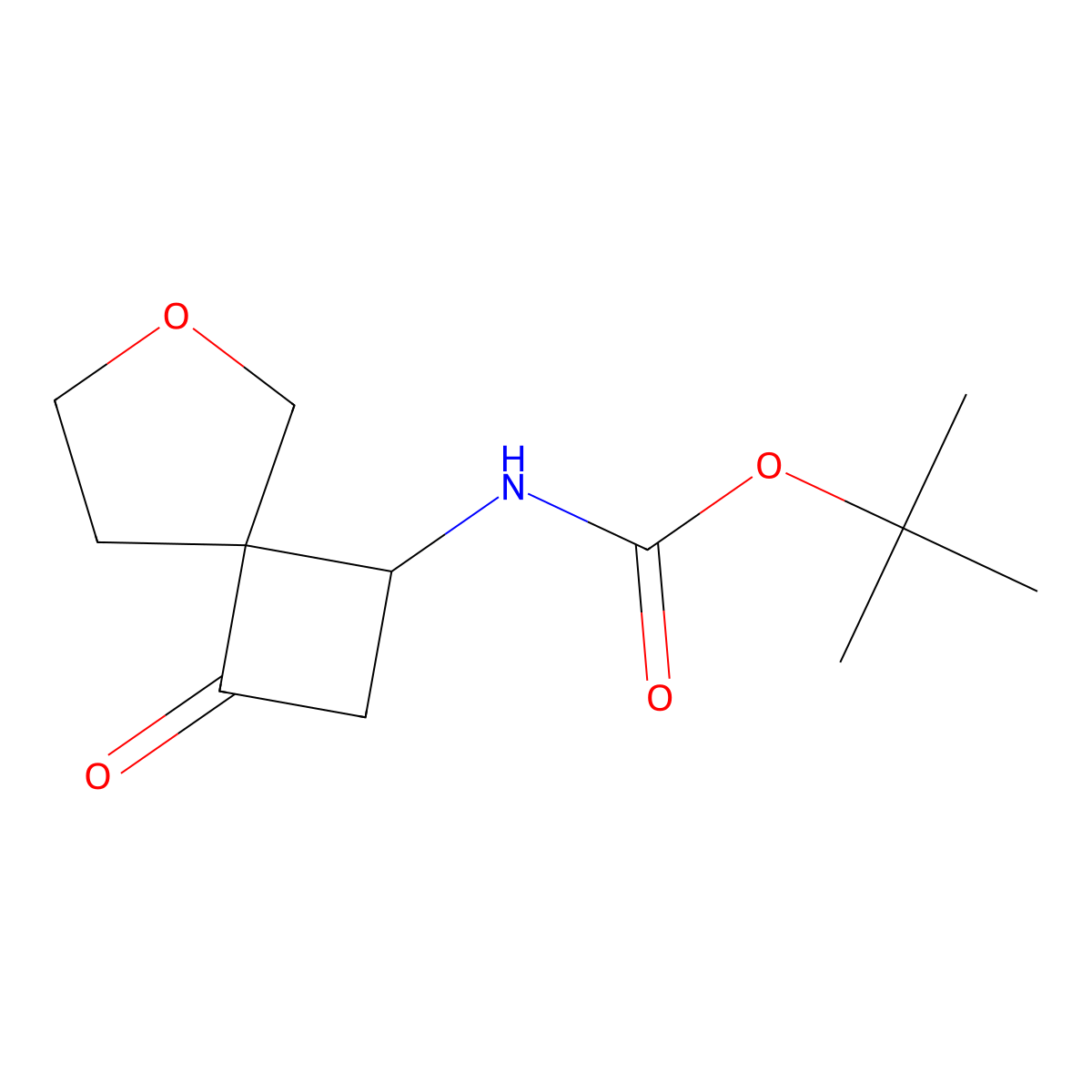 tert-butyl N-{3-oxo-6-oxaspiro[3.4]octan-1-yl}carbamate molecular structure, CAS 2168444-43-5