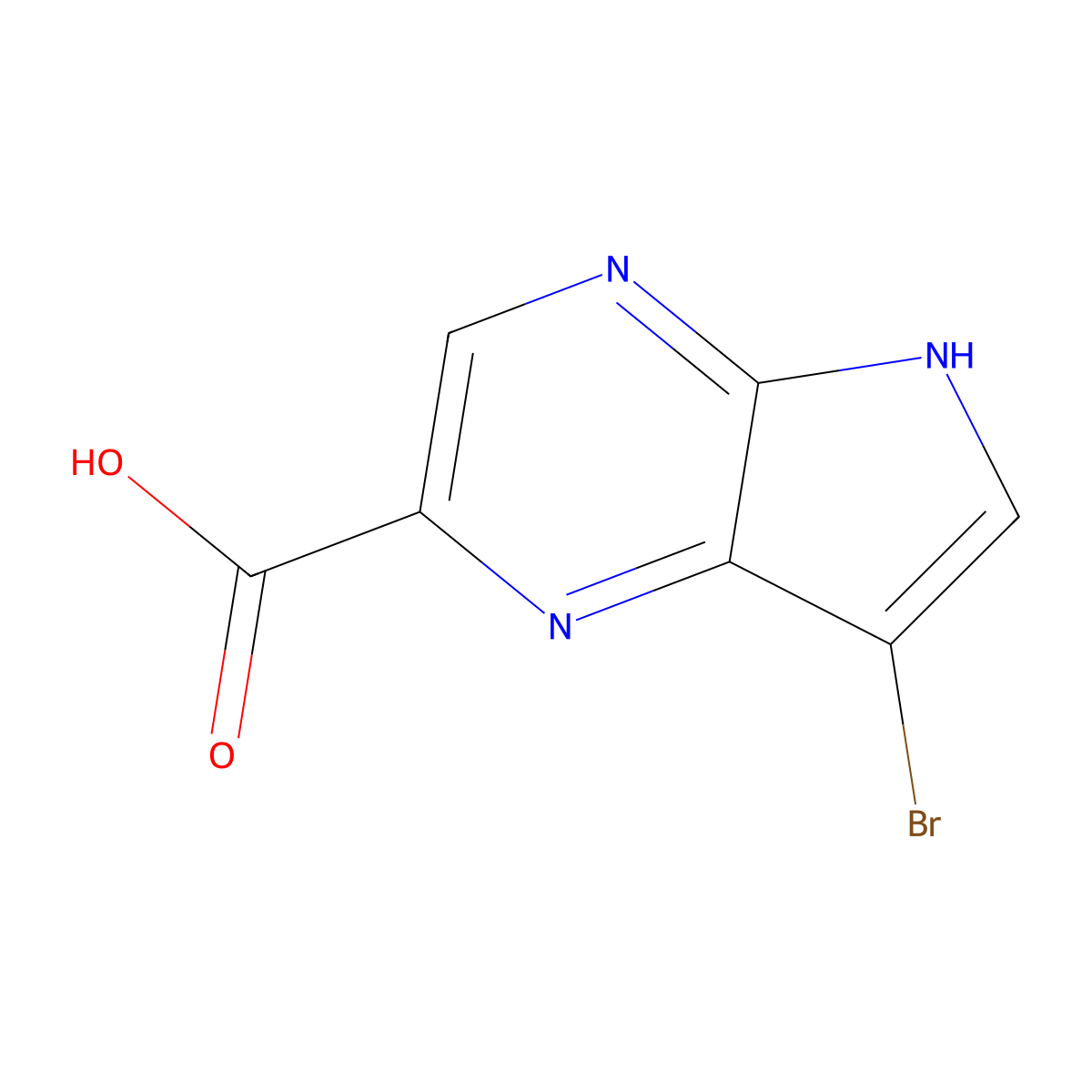 7-Bromo-5H-pyrrolo[2,3-b]pyrazine-2-carboxylic acid molecular structure, CAS 2168444-66-2