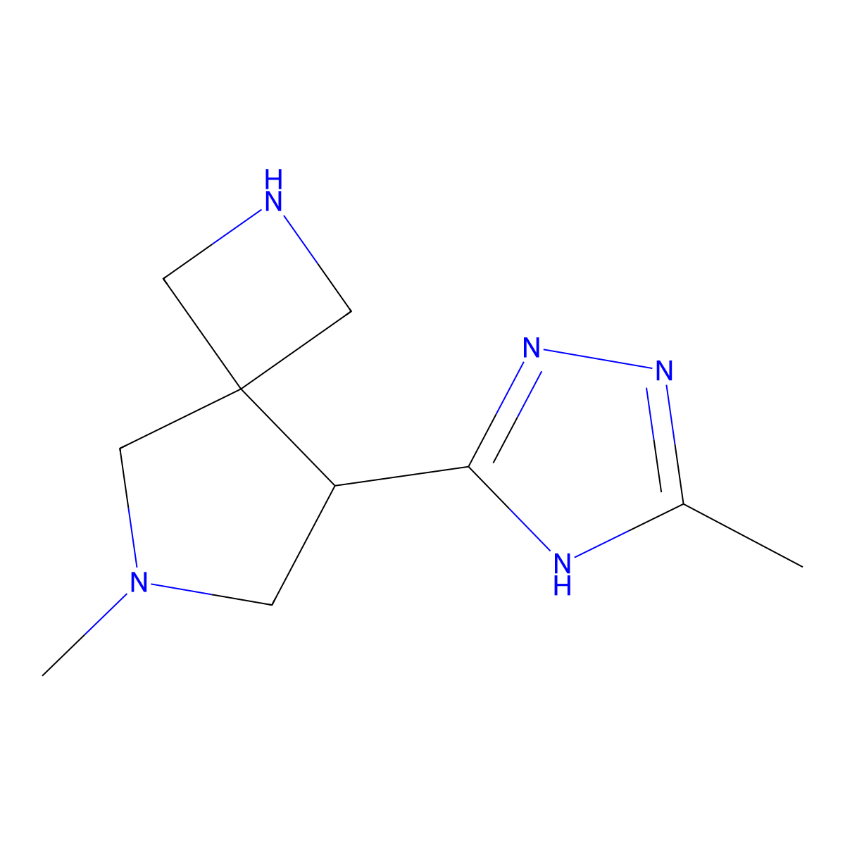 6-Methyl-8-(5-methyl-4H-1,2,4-triazol-3-yl)-2,6-diazaspiro[3.4]octane molecular structure, CAS 2168445-77-8