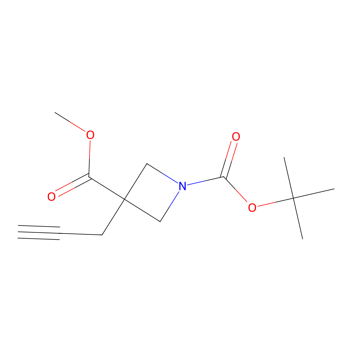 1-Tert-butyl 3-methyl 3-(prop-2-yn-1-yl)azetidine-1,3-dicarboxylate molecular structure, CAS 2168452-08-0