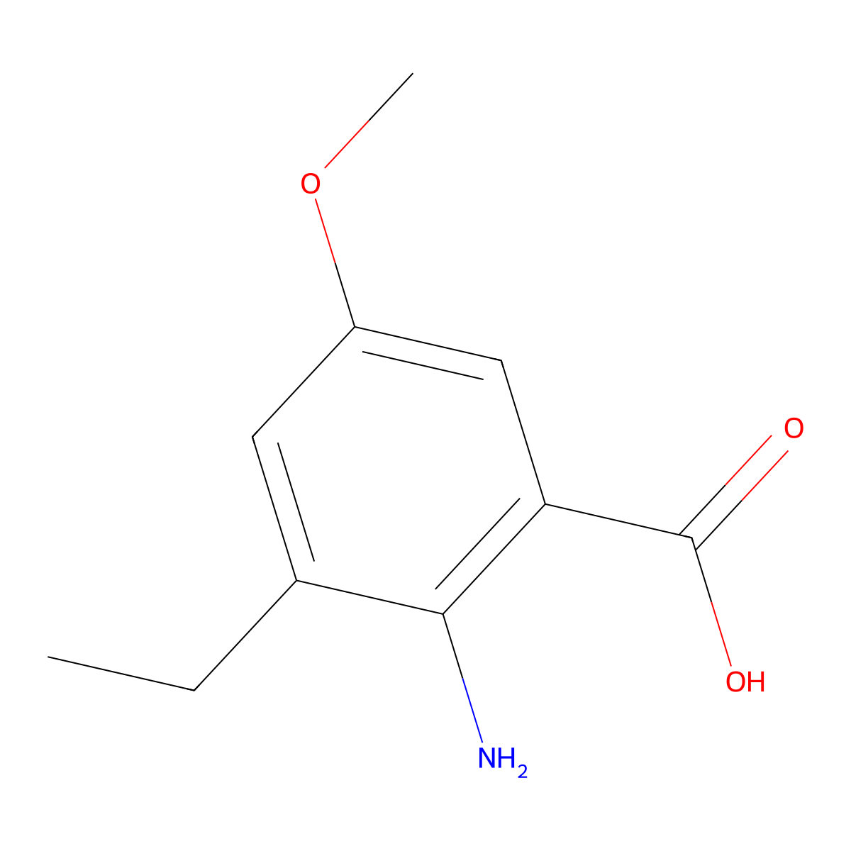 2-Amino-3-ethyl-5-methoxybenzoic acid molecular structure, CAS 2168467-55-6