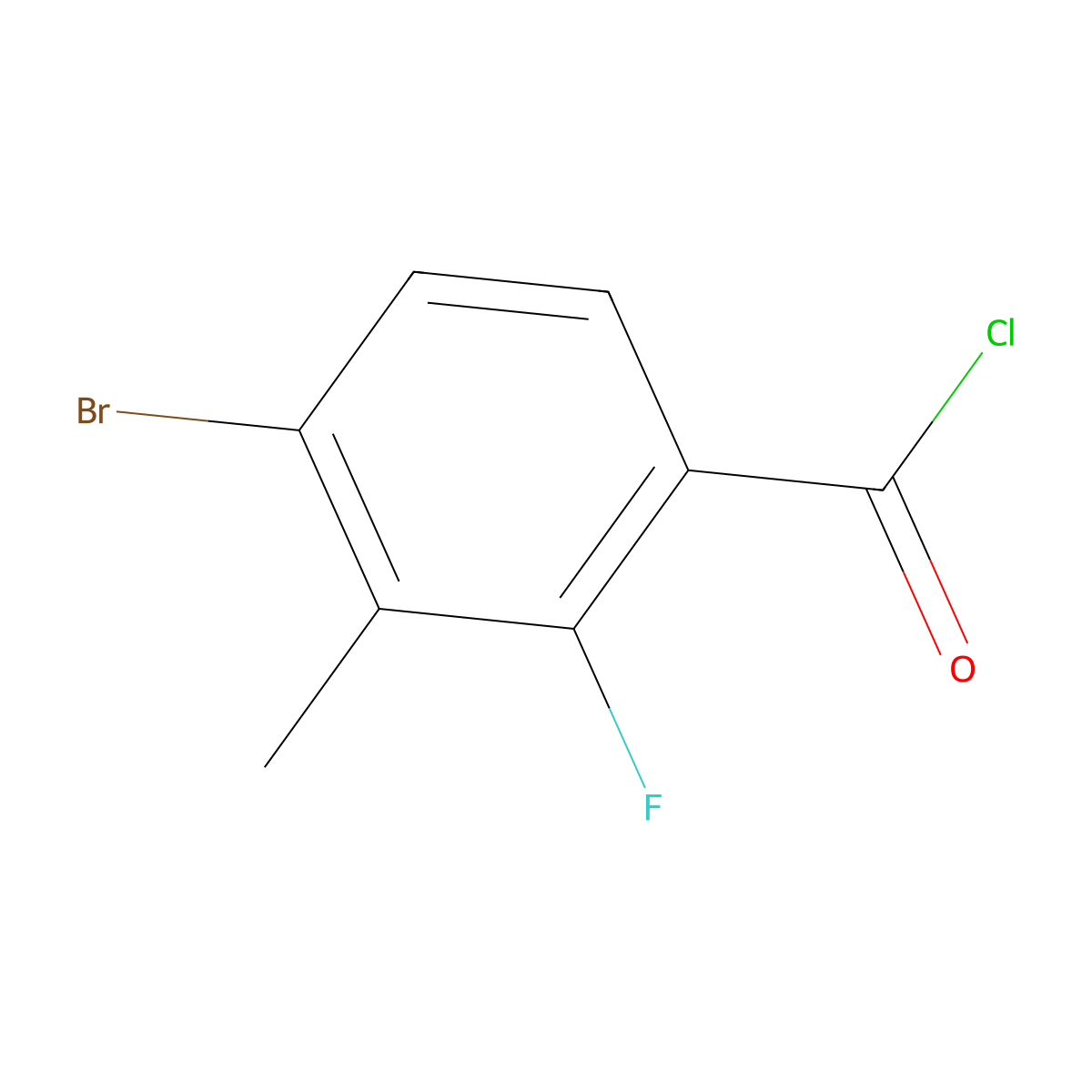 4-Bromo-2-fluoro-3-methylbenzoyl chloride molecular structure, CAS 2168475-95-2