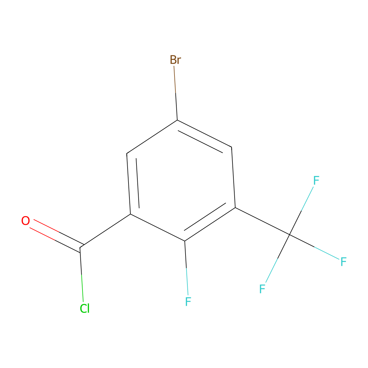 5-Bromo-2-fluoro-3-(trifluoromethyl)benzoyl chloride molecular structure, CAS 2168482-19-5