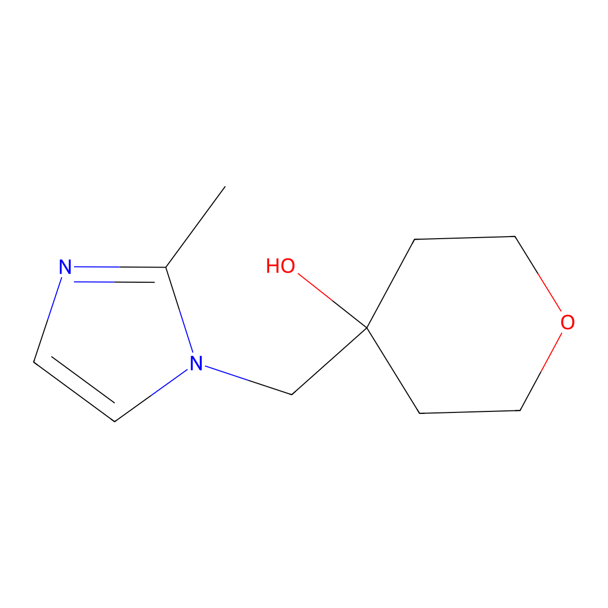 4-[(2-methyl-1H-imidazol-1-yl)methyl]oxan-4-ol molecular structure, CAS 2168486-74-4