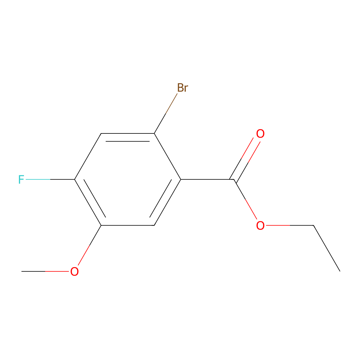 Ethyl 2-bromo-4-fluoro-5-methoxybenzoate molecular structure, CAS 2168488-75-1