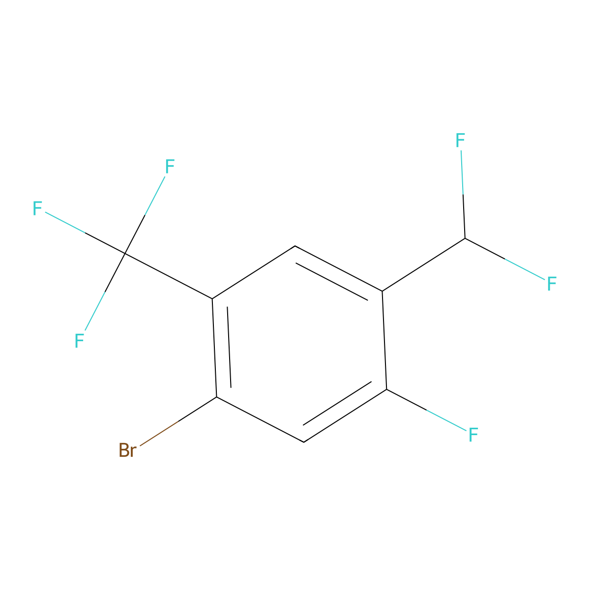 1-Bromo-4-(difluoromethyl)-5-fluoro-2-(trifluoromethyl)benzene molecular structure, CAS 2168492-44-0