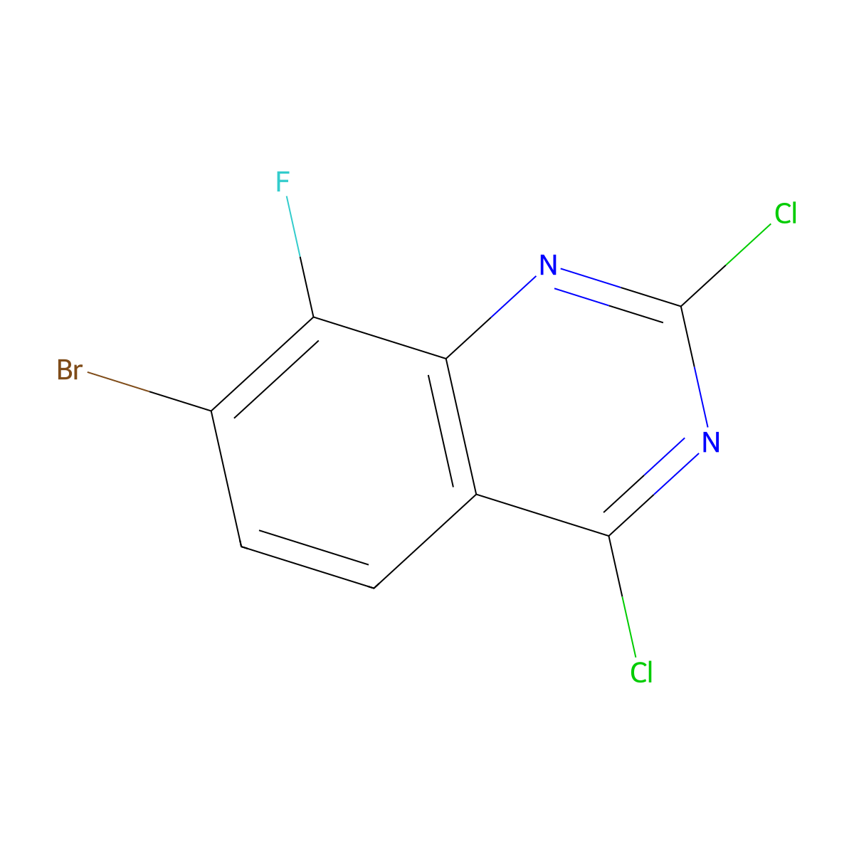 7-Bromo-2,4-dichloro-8-fluoroquinazoline molecular structure, CAS 2168499-15-6