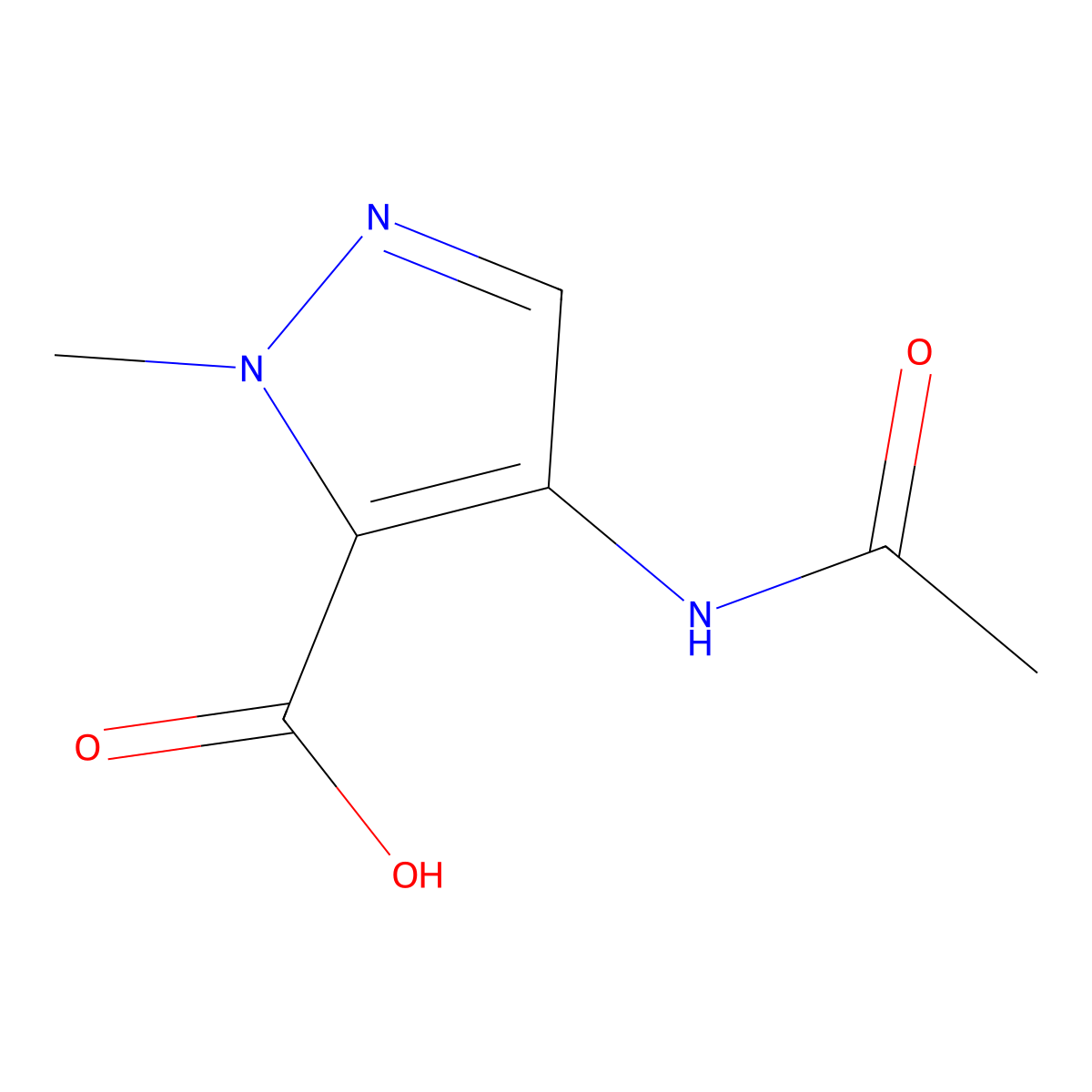 4-acetamido-1-methyl-1H-pyrazole-5-carboxylic acid molecular structure, CAS 2168499-19-0