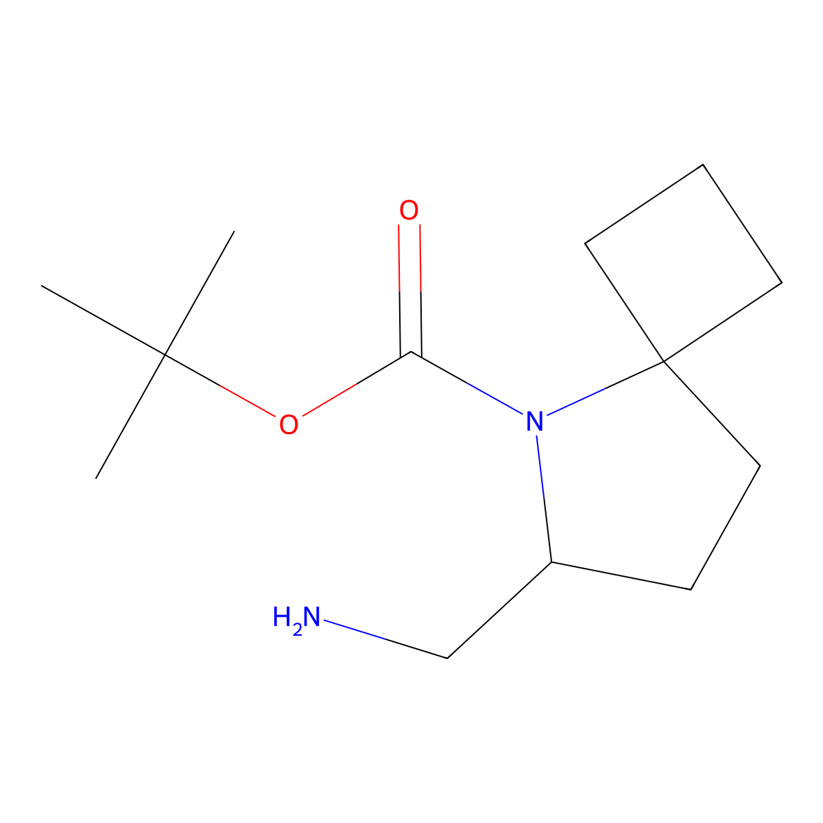 Tert-butyl 6-(aminomethyl)-5-azaspiro(3.4)octane-5-carboxylate molecular structure, CAS 2168501-64-0