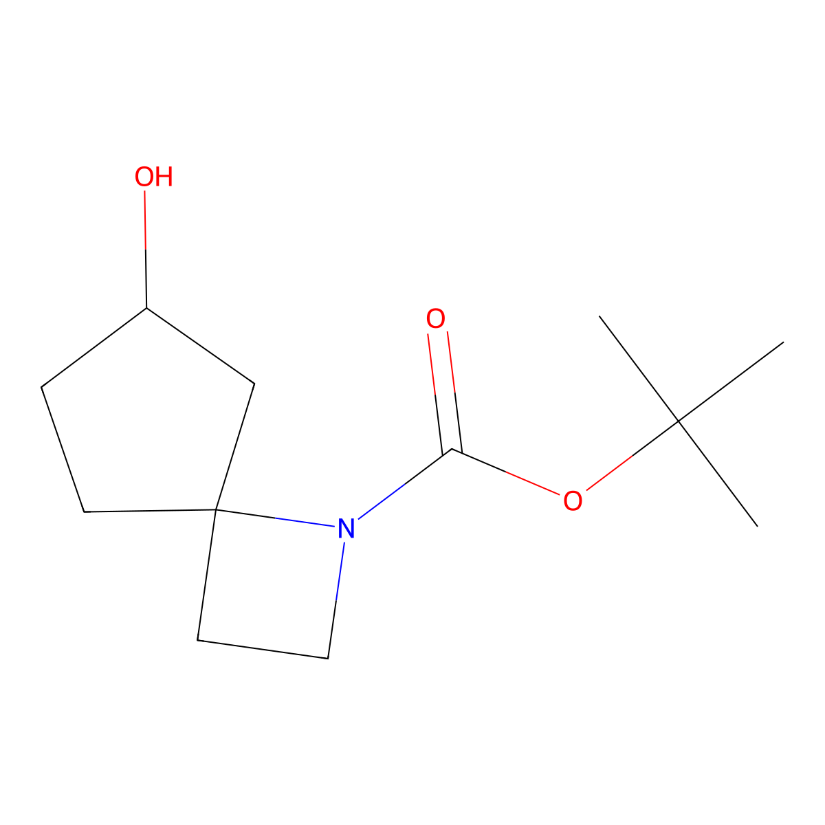 tert-Butyl 6-hydroxy-1-azaspiro[3.4]octane-1-carboxylate molecular structure, CAS 2168501-68-4