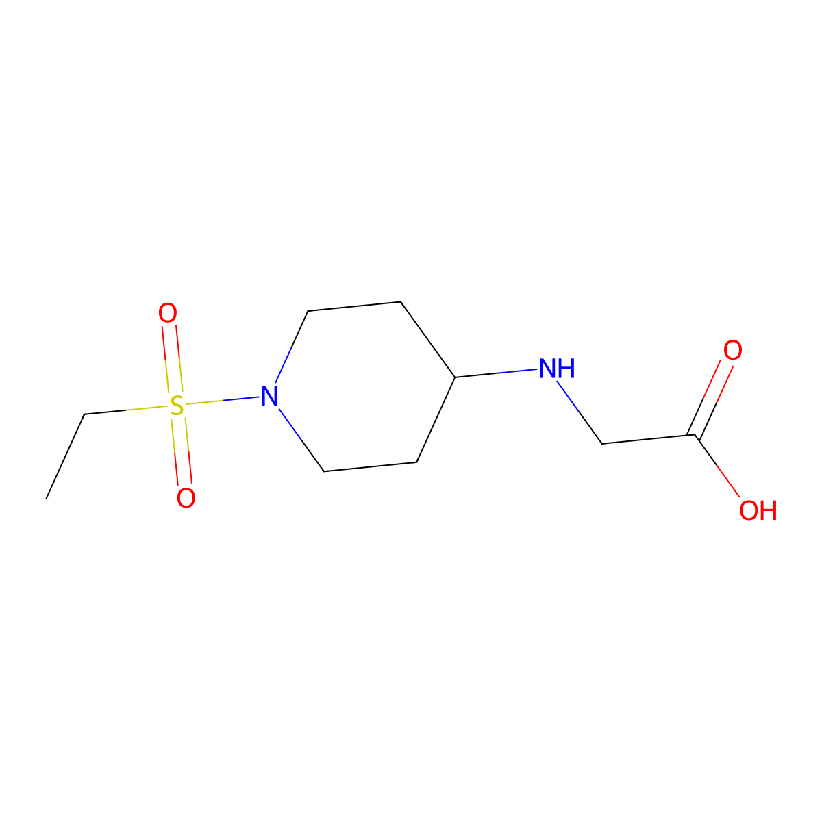2-{[1-(Ethanesulfonyl)piperidin-4-yl]amino}acetic acid molecular structure, CAS 2168511-18-8