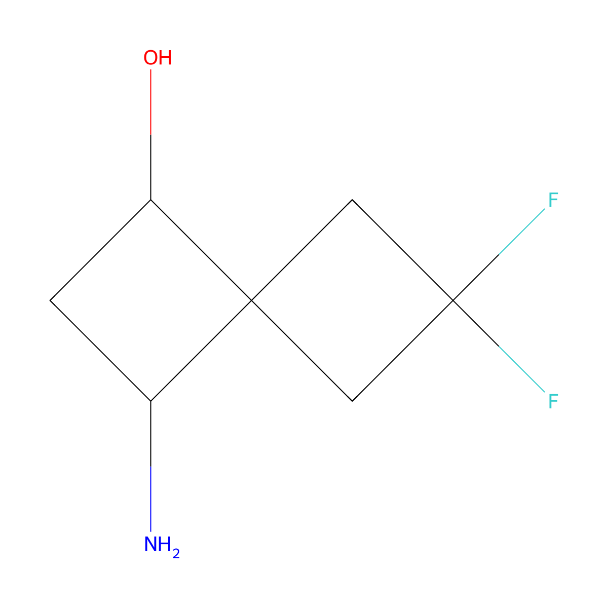 3-Amino-6,6-difluorospiro[3.3]heptan-1-ol molecular structure, CAS 2168517-05-1