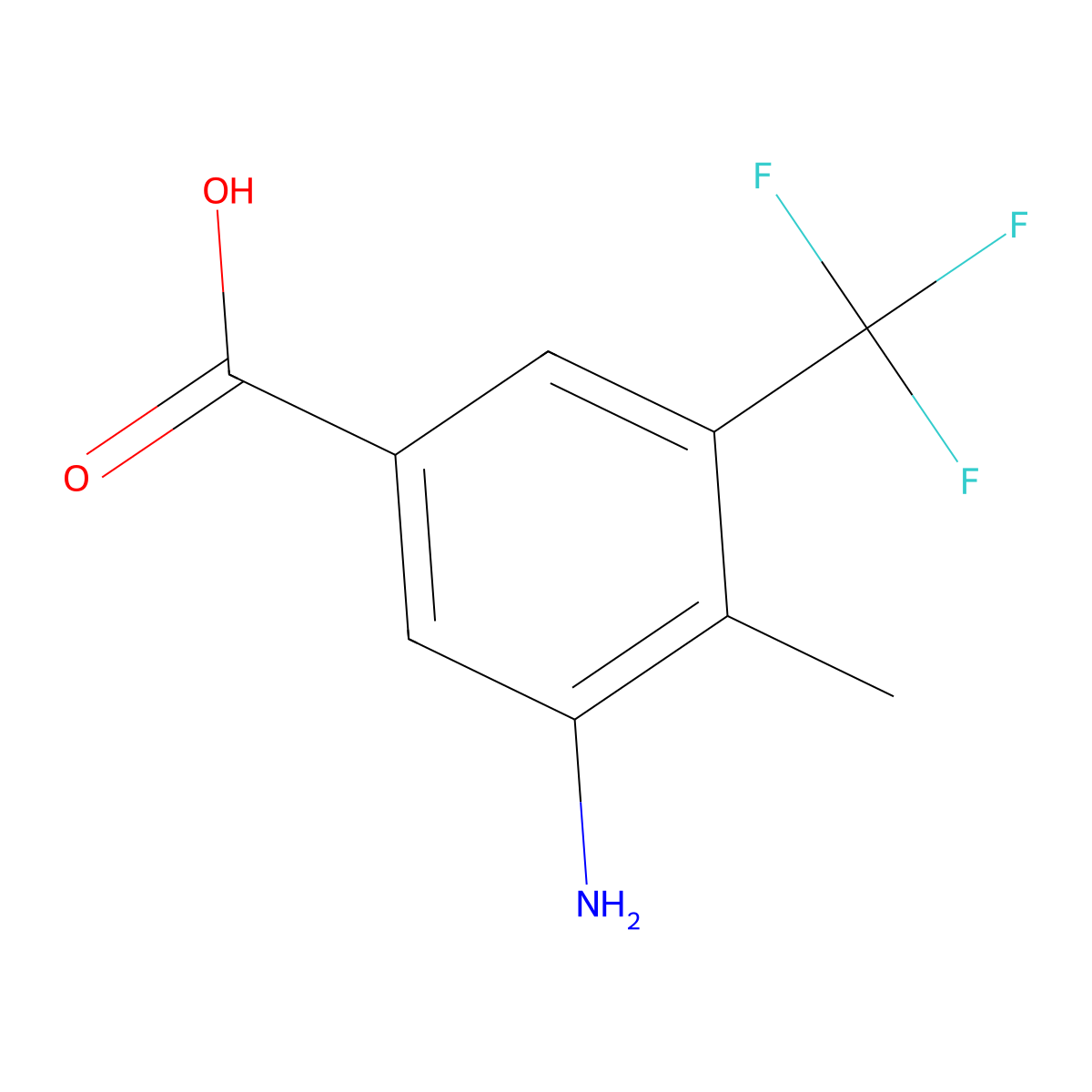 3-Amino-4-methyl-5-(trifluoromethyl)benzoic acid molecular structure, CAS 2168539-95-3