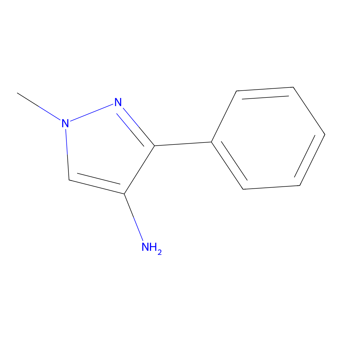 1-methyl-3-phenyl-1H-pyrazol-4-amine molecular structure, CAS 216854-38-5