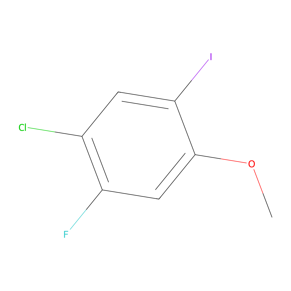 1-Chloro-2-fluoro-5-iodo-4-methoxybenzene molecular structure, CAS 2168547-46-2