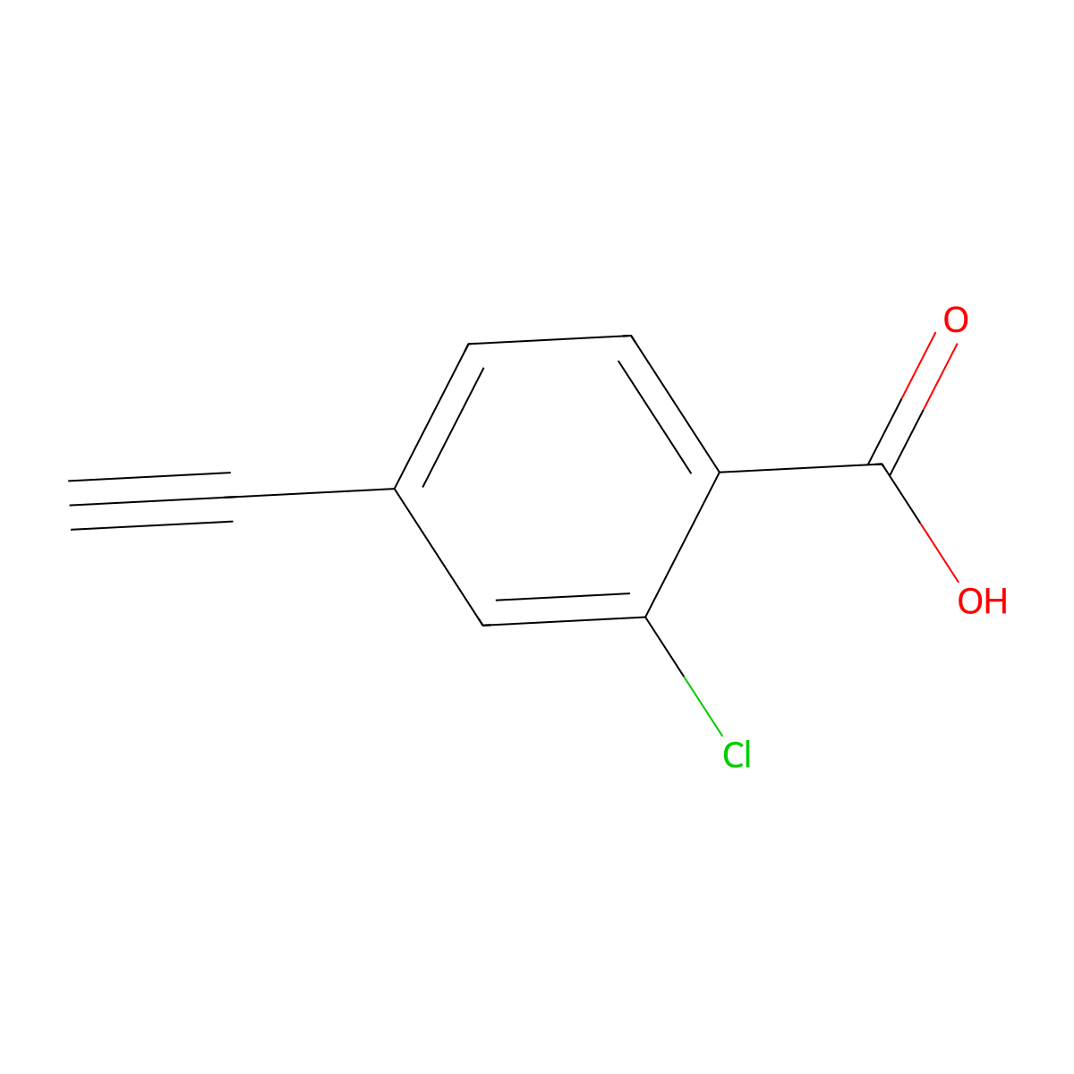 2-Chloro-4-ethynylbenzoic acid molecular structure, CAS 2168559-67-7