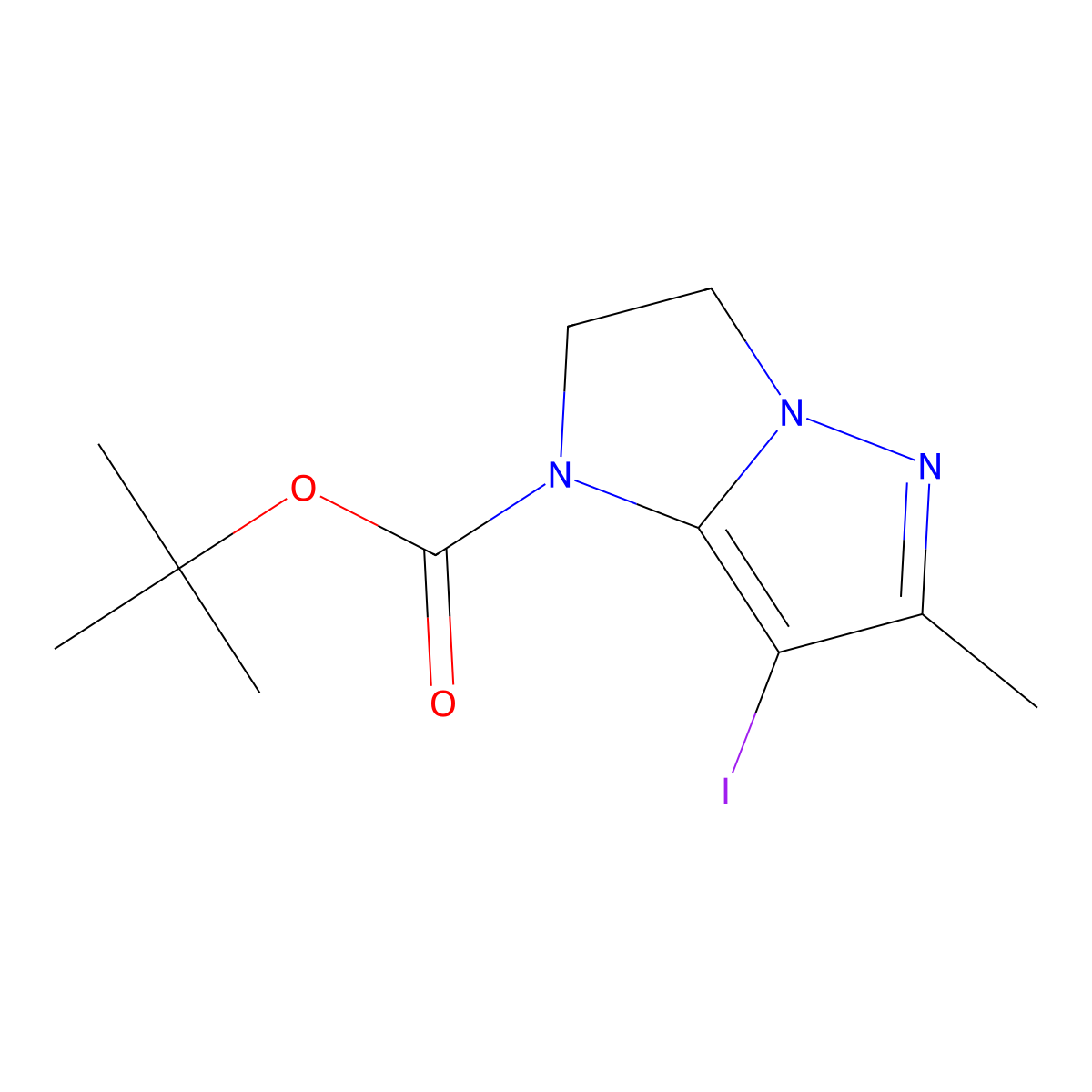 tert-Butyl 7-iodo-6-methyl-2,3-dihydro-1H-imidazo[1,2-b]pyrazole-1-carboxylate molecular structure, CAS 2168559-71-3