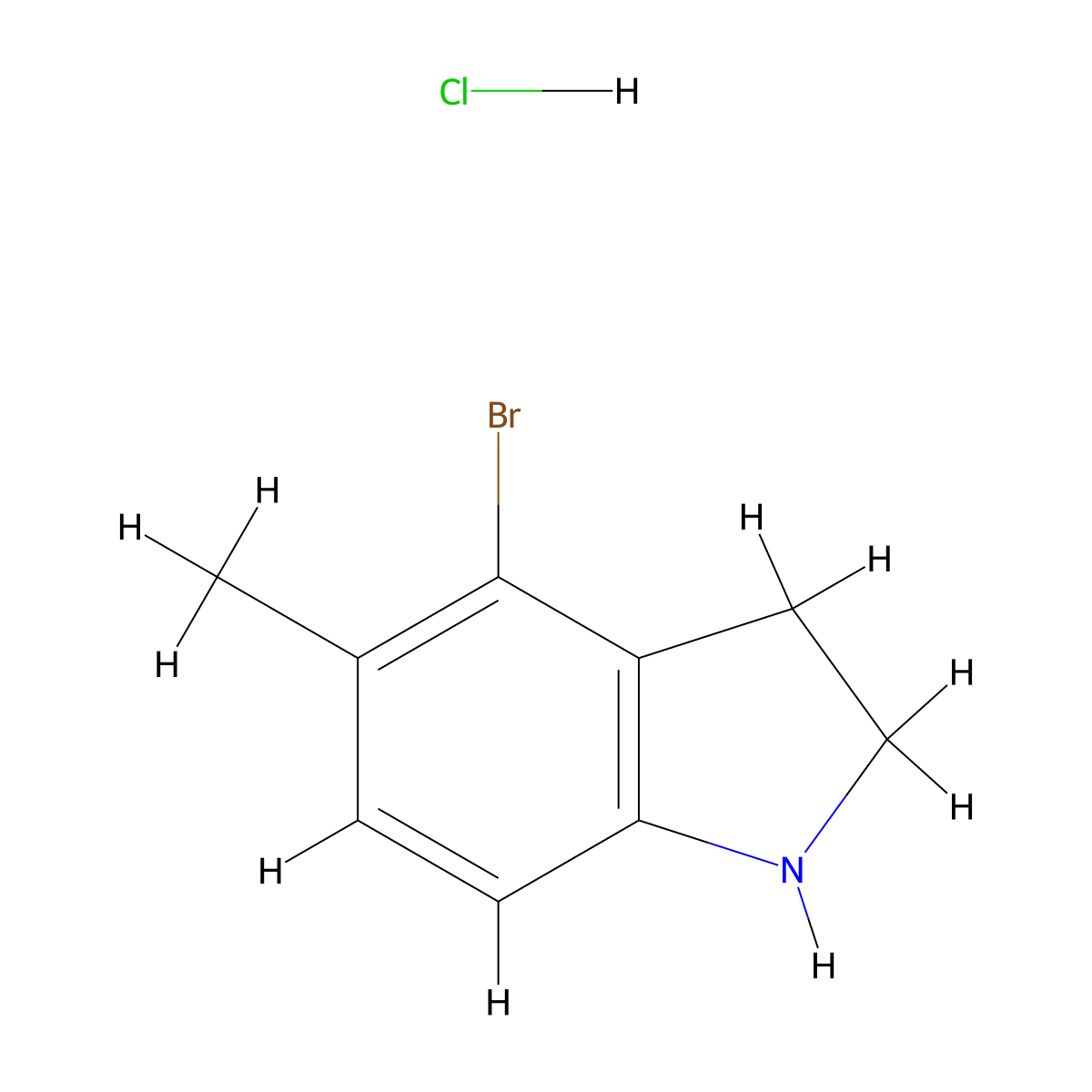 4-Bromo-5-methylindoline hydrochloride molecular structure, CAS 2168559-79-1