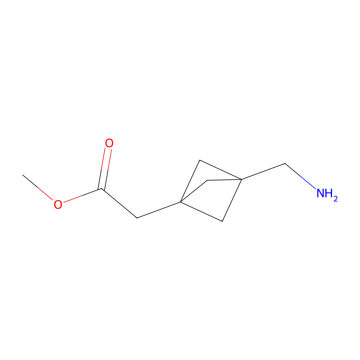 Methyl 2-(3-(aminomethyl)bicyclo[1.1.1]pentan-1-yl)acetate molecular structure, CAS 2168581-05-1