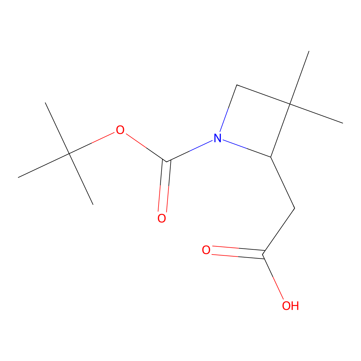 2-{1-[(Tert-butoxy)carbonyl]-3,3-dimethylazetidin-2-yl}acetic acid molecular structure, CAS 2168581-59-5