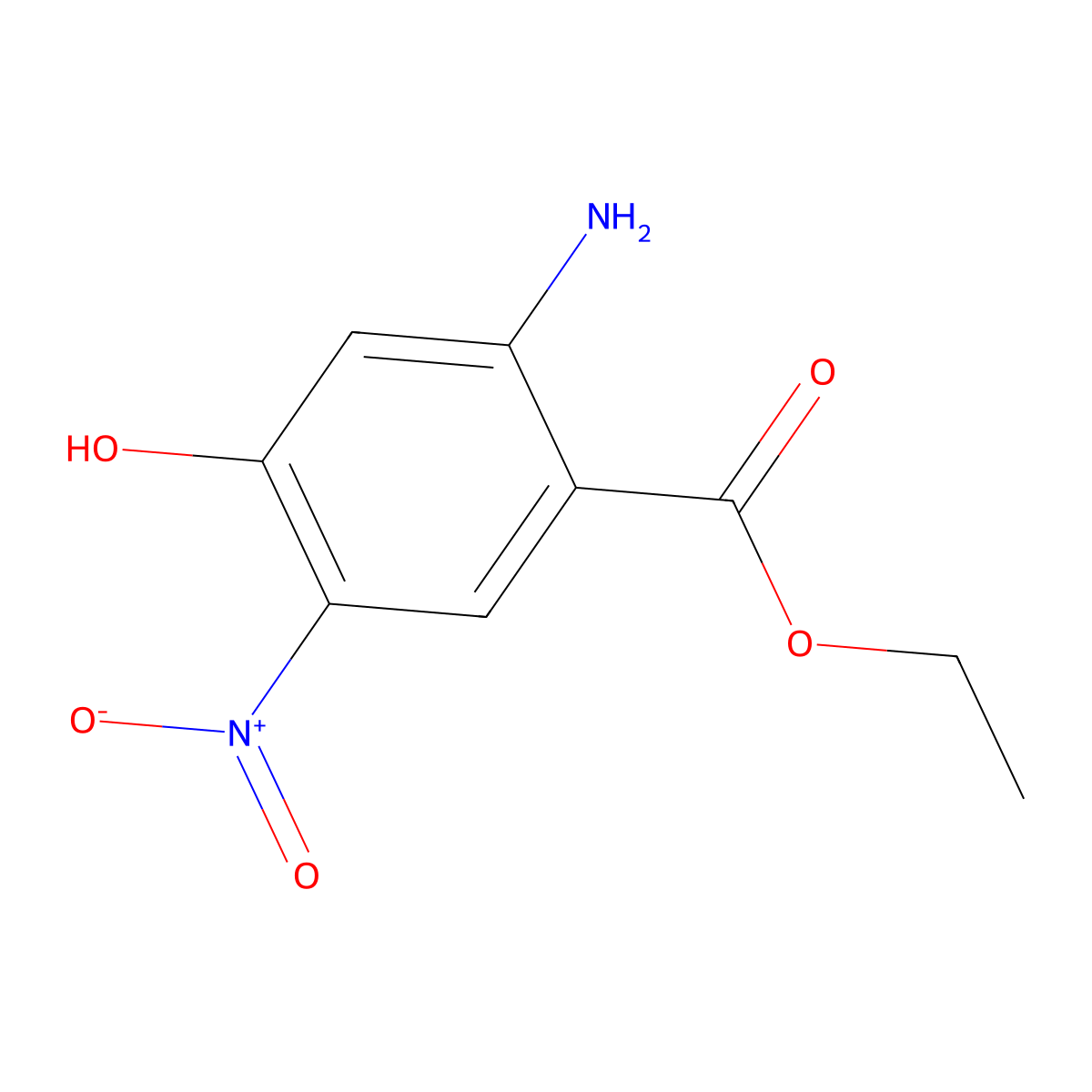 Ethyl 2-amino-4-hydroxy-5-nitrobenzoate molecular structure, CAS 2168584-37-8