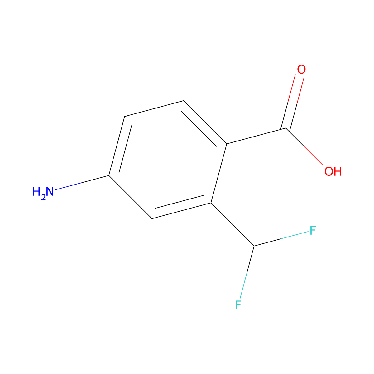 4-Amino-2-(difluoromethyl)benzoic acid molecular structure, CAS 2168589-58-8