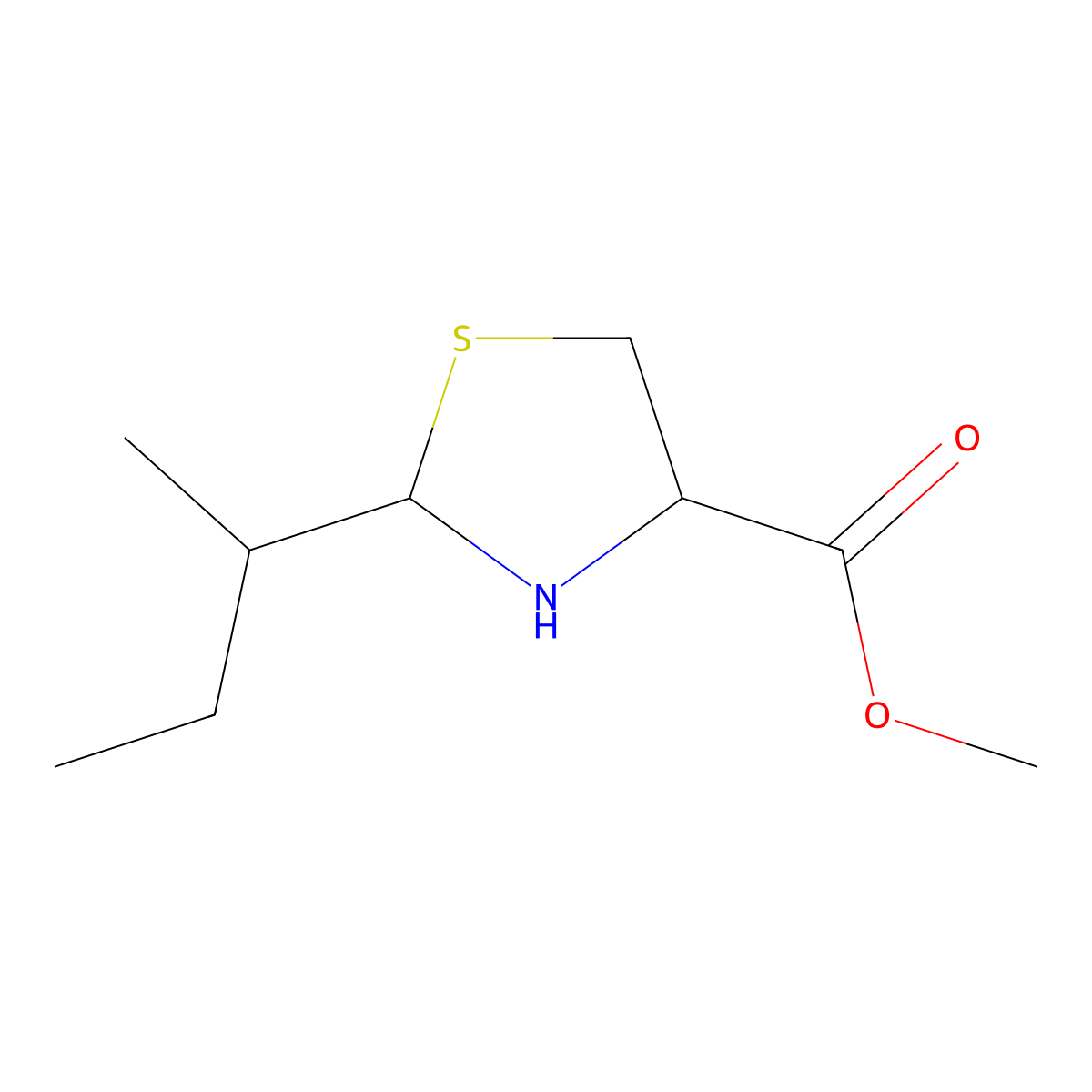 Methyl 2-(butan-2-yl)-1,3-thiazolidine-4-carboxylate molecular structure, CAS 2168625-36-1