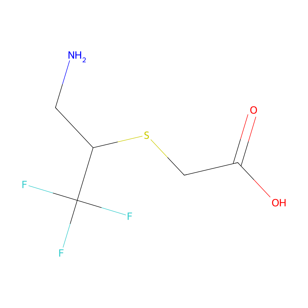2-[(3-Amino-1,1,1-trifluoropropan-2-yl)sulfanyl]acetic acid molecular structure, CAS 2168625-97-4