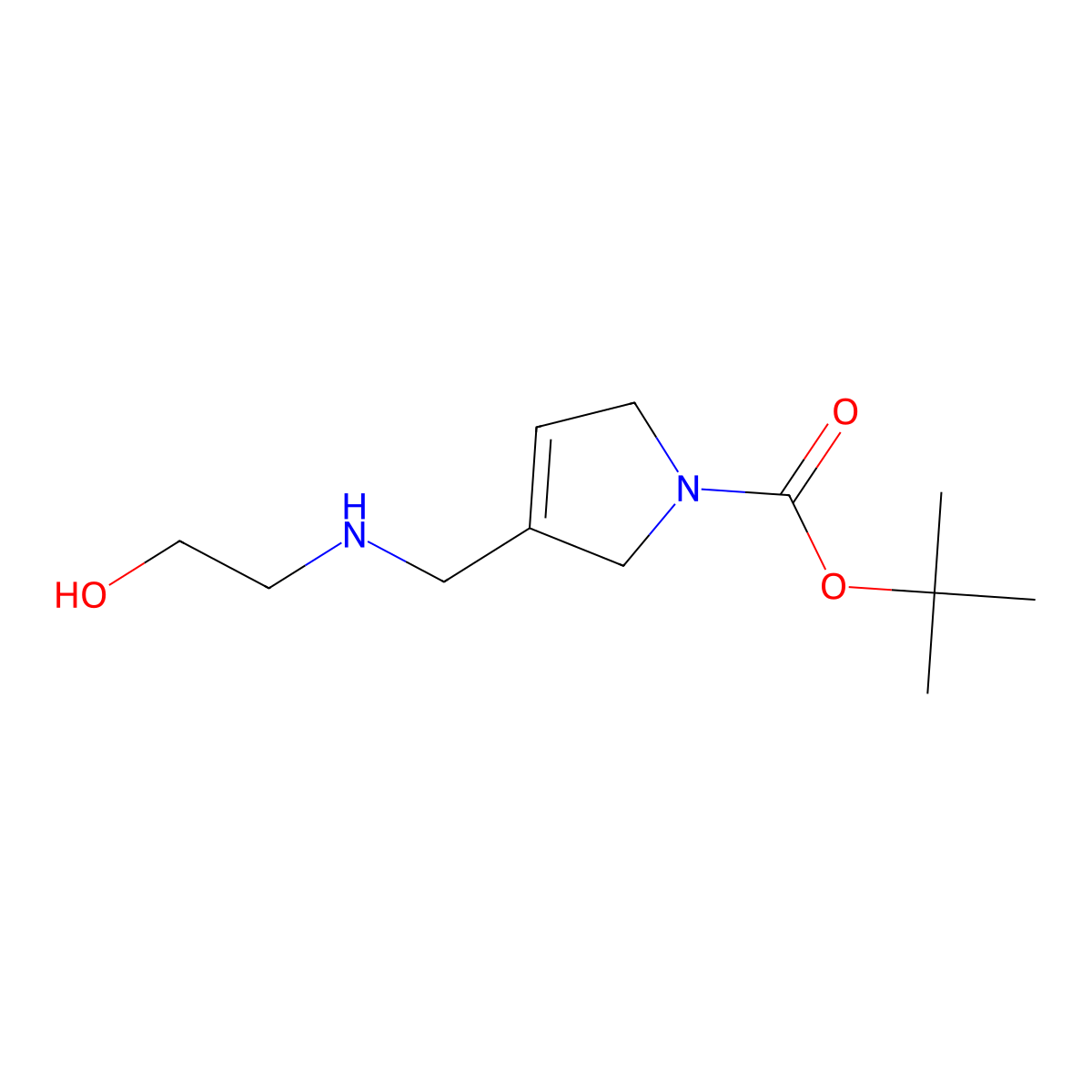 tert-Butyl 3-([(2-hydroxyethyl)amino]methyl)-2,5-dihydro-1h-pyrrole-1-carboxylate molecular structure, CAS 2168626-28-4