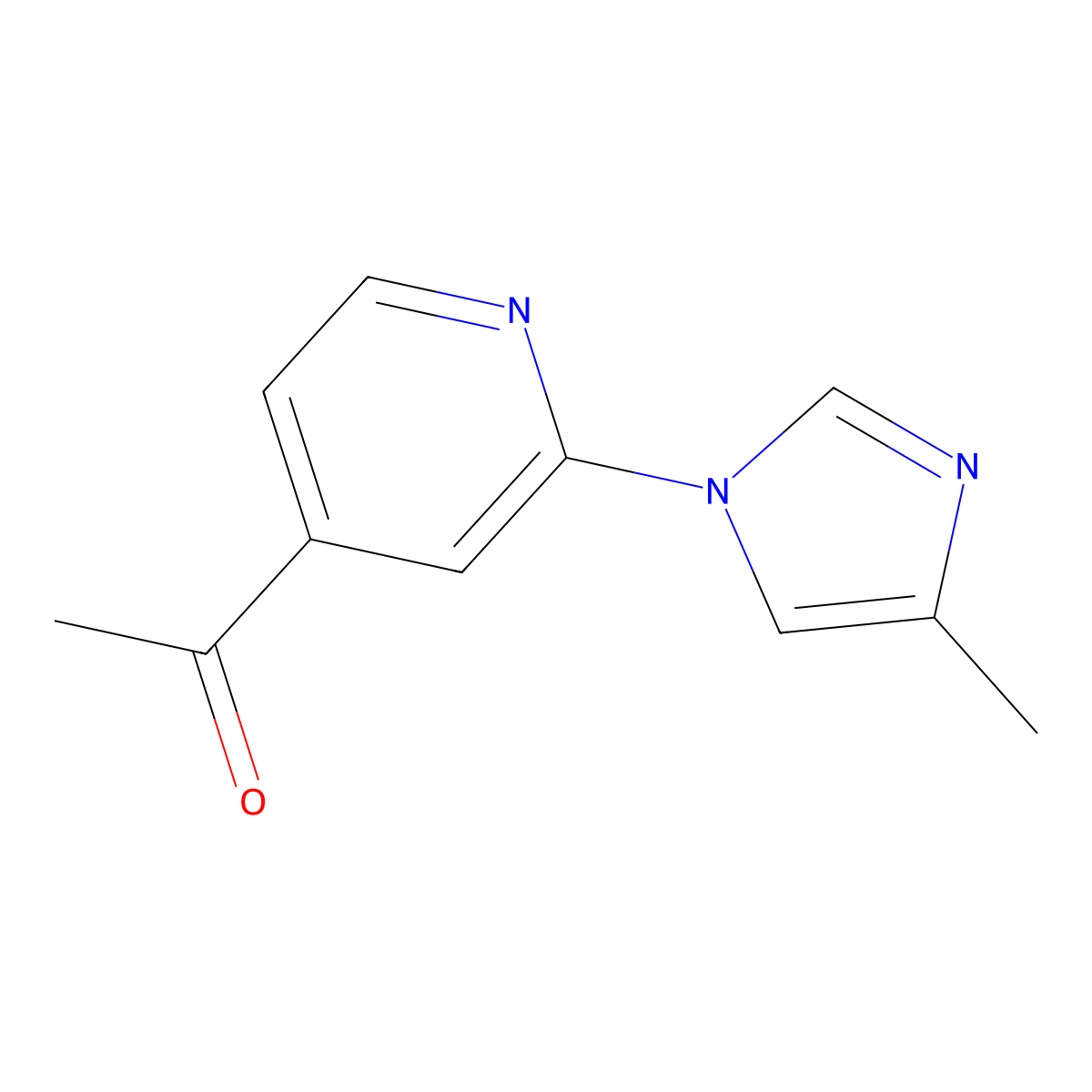 1-[2-(4-methyl-1H-imidazol-1-yl)pyridin-4-yl]ethan-1-one molecular structure, CAS 2168628-79-1