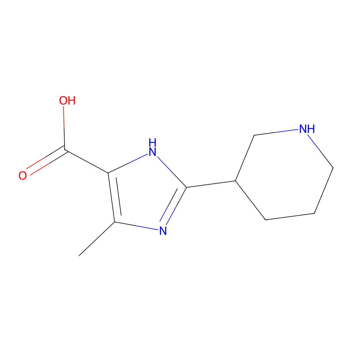 4-methyl-2-(piperidin-3-yl)-1H-imidazole-5-carboxylic acid molecular structure, CAS 2168632-05-9