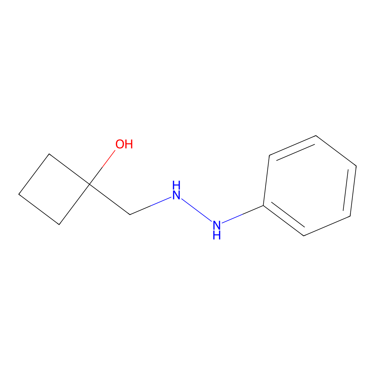 1-[(2-Phenylhydrazin-1-yl)methyl]cyclobutan-1-ol molecular structure, CAS 2168632-75-3