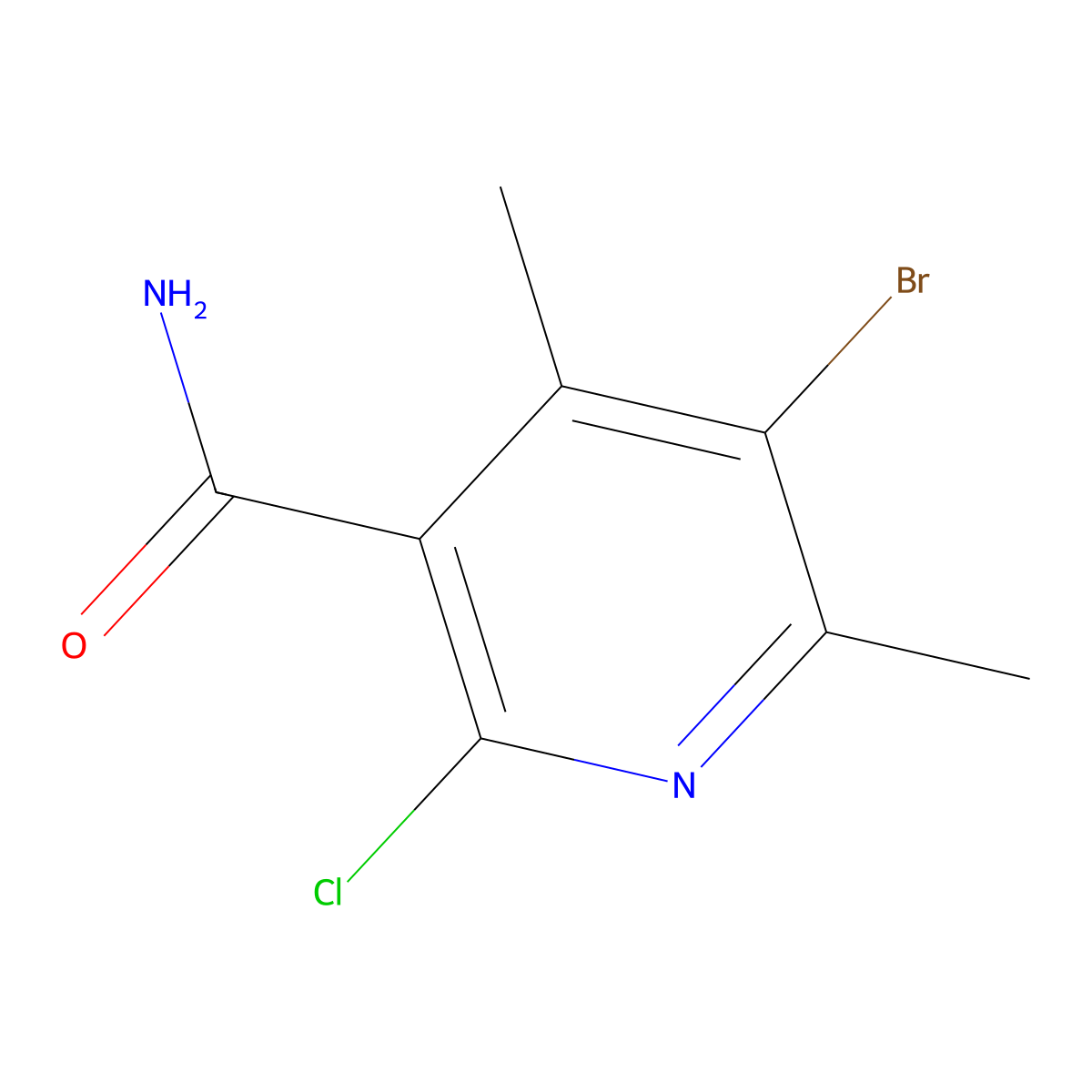 5-Bromo-2-chloro-4,6-dimethylpyridine-3-carboxamide molecular structure, CAS 2168633-97-2