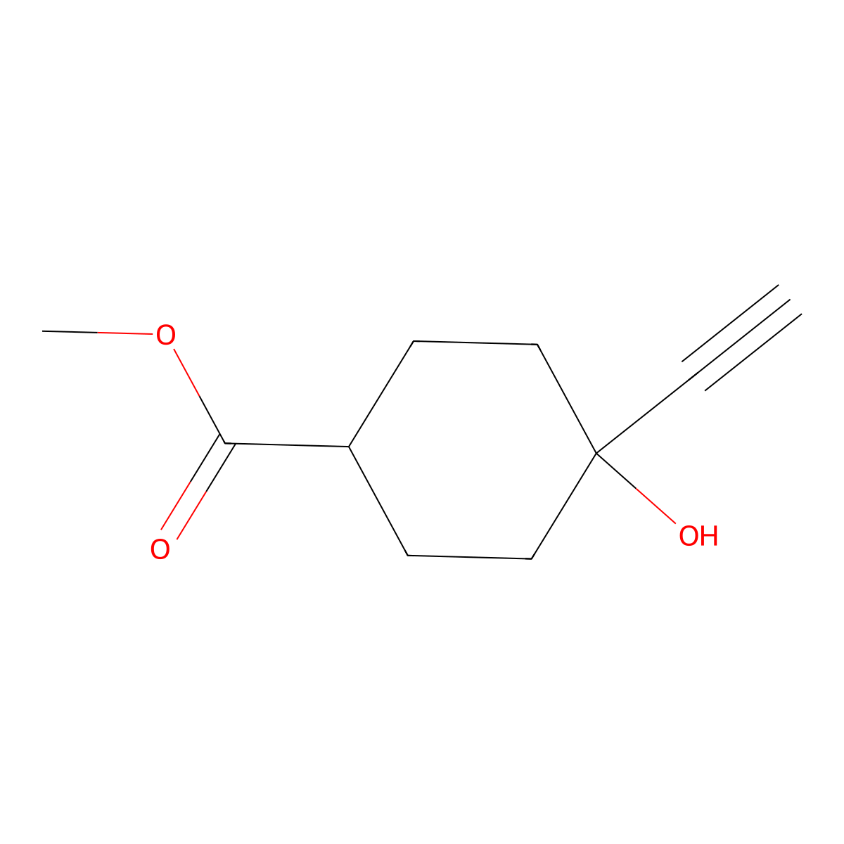 Methyl 4-ethynyl-4-hydroxycyclohexane-1-carboxylate molecular structure, CAS 2168634-66-8