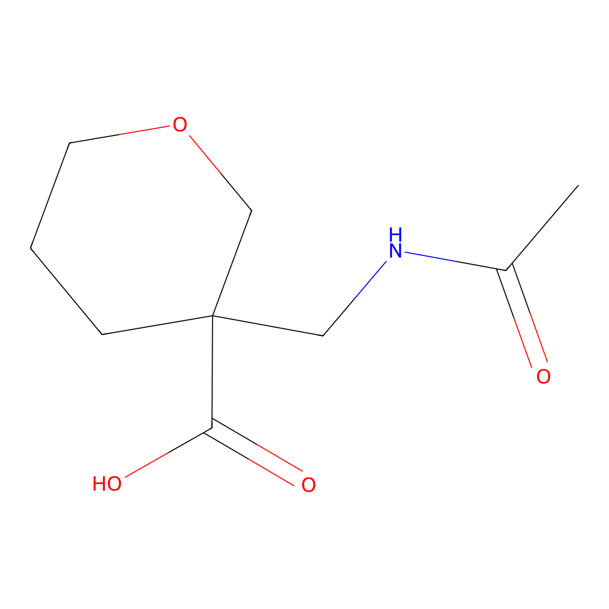 3-(Acetamidomethyl)oxane-3-carboxylic acid molecular structure, CAS 2168634-91-9